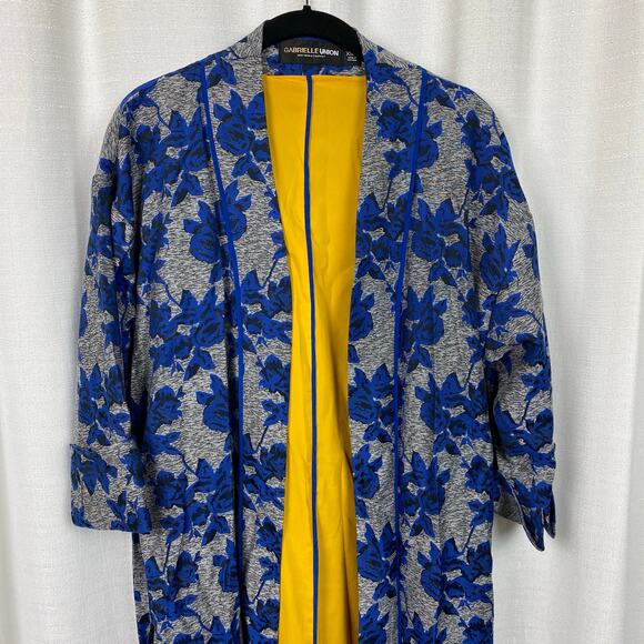 New York&Company x Gabrielle Union Blue Floral Duster Coat Sz.XS/S - Picture 7 of 16